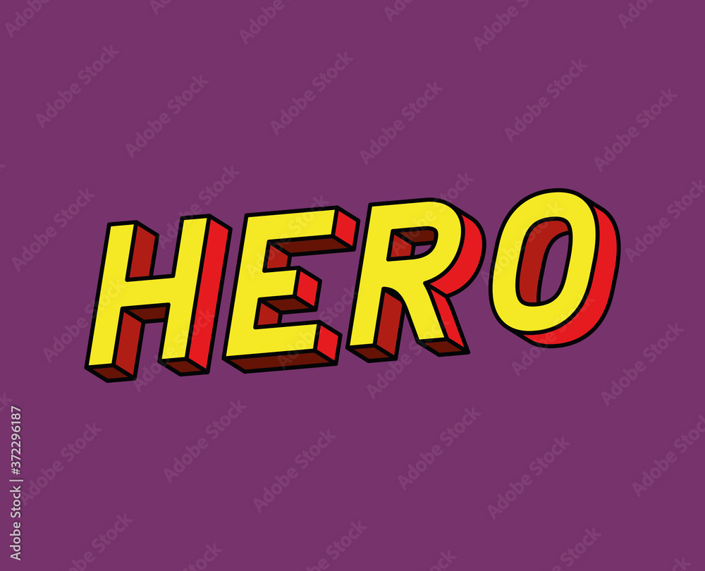 3d hero lettering on purple background design, typography retro and comic theme Vector illustration 3d hero lettering on purple background design, typography retro and comic theme Vector illustration