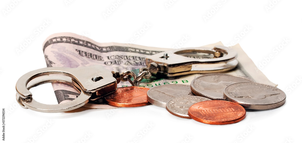 Handcuffs american money cash Handcuffs american money cash
