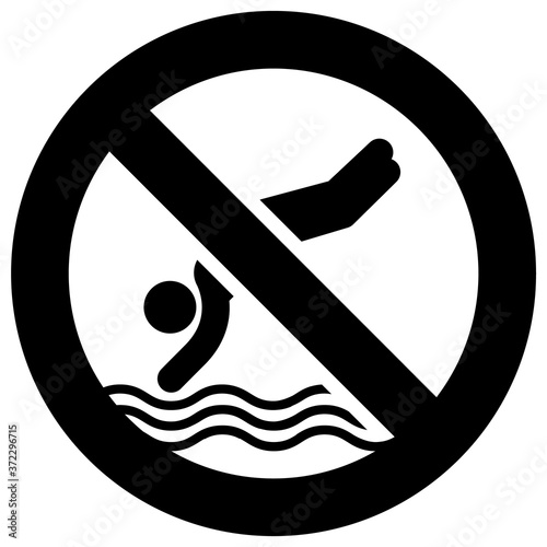 No diving forbidden sign, modern round sticker