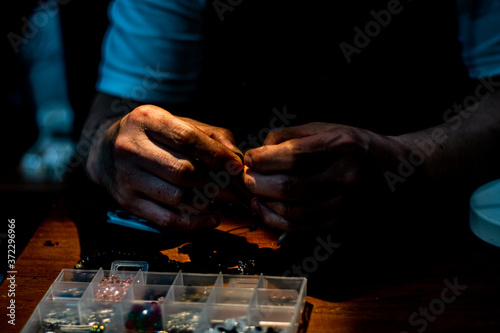 Close up of hands of handmade master