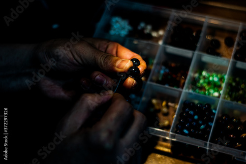 Close up of hands of handmade master