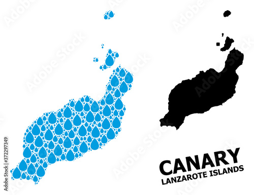 Vector Mosaic Map of Lanzarote Islands of Liquid Dews and Solid Map