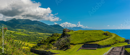 Canvas Print A view across the southern ramparts of Brimstone Hill Fort in St Kitts