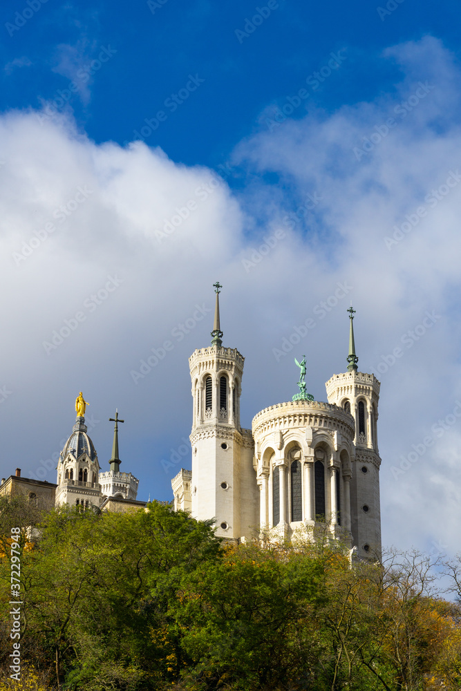 The Basilica of Notre-Dame de Fourvière in Lyon, France. 