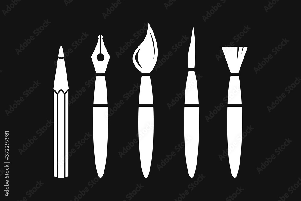Set art icons. Stencil collection for school etc. Vector stock illustration. EPS 10 Set art icons. Stencil collection for school etc. Vector stock illustration. EPS 10