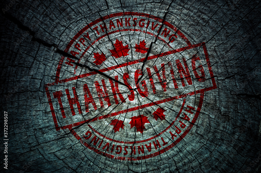 Happy Thanksgiving lettering on wood background