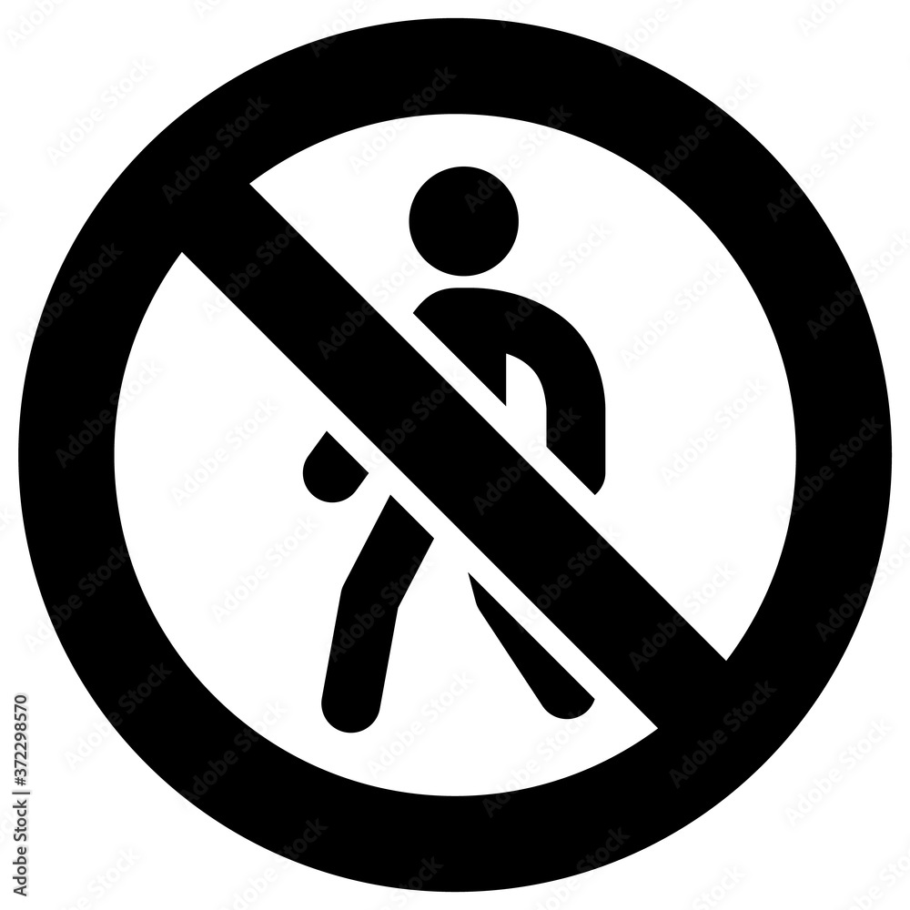 No pedestrians forbidden sign, modern round sticker No pedestrians forbidden sign, modern round sticker