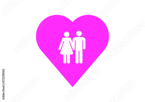 Male and female icons in pink loveheart photo