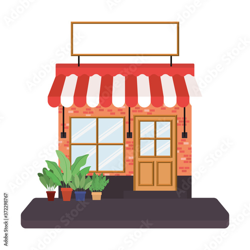 store with tent and banner with space for brand design of Shop supermarket and market theme Vector illustration