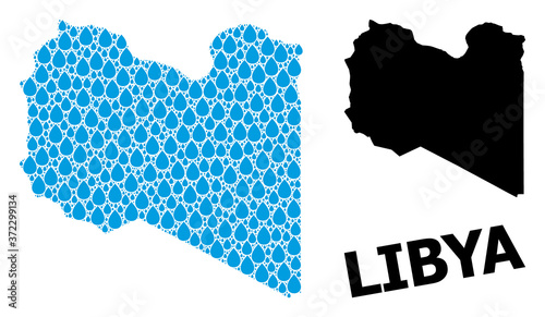 Vector Mosaic Map of Libya of Liquid Dews and Solid Map
