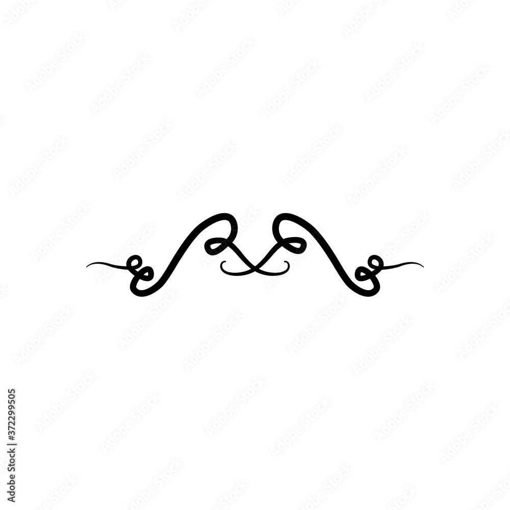 decorative swirl divider icon, silhouette style decorative swirl divider icon, silhouette style
