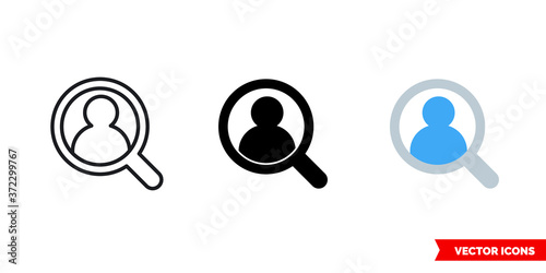 Find me icon of 3 types color, black and white, outline. Isolated vector sign symbol.