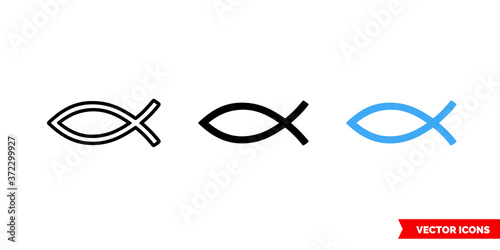 Fish symbol icon of 3 types color, black and white, outline. Isolated vector sign symbol.