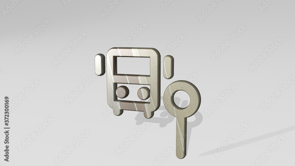 bus station 3D icon standing on the floor, 3D illustration for city and car bus station 3D icon standing on the floor, 3D illustration for city and car