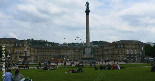 Downtown Stuttgart in Germany at the Königsplatz on a suny day in summer.
 photo