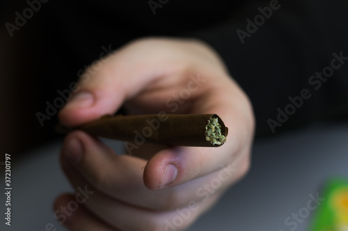 Canvastavla Cannabis blunt or joint close-up