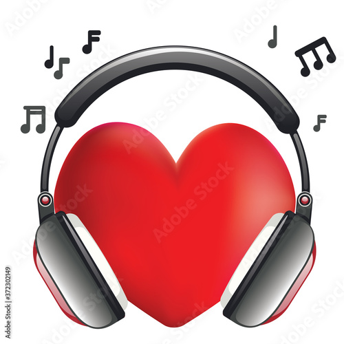 Red heart with headset