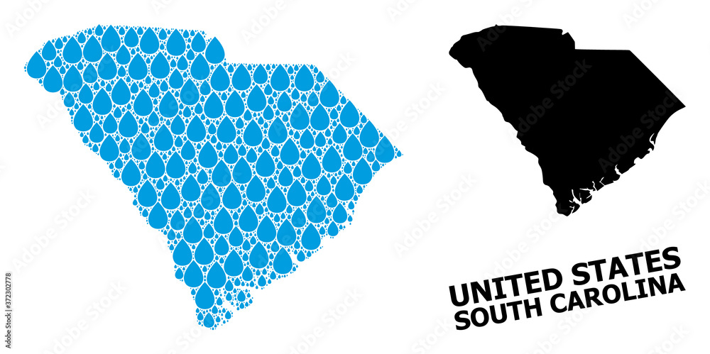 Vector Mosaic Map of South Carolina State of Liquid Tears and Solid Map