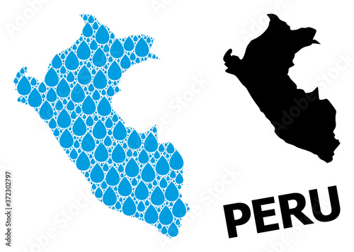 Vector Mosaic Map of Peru of Liquid Tears and Solid Map