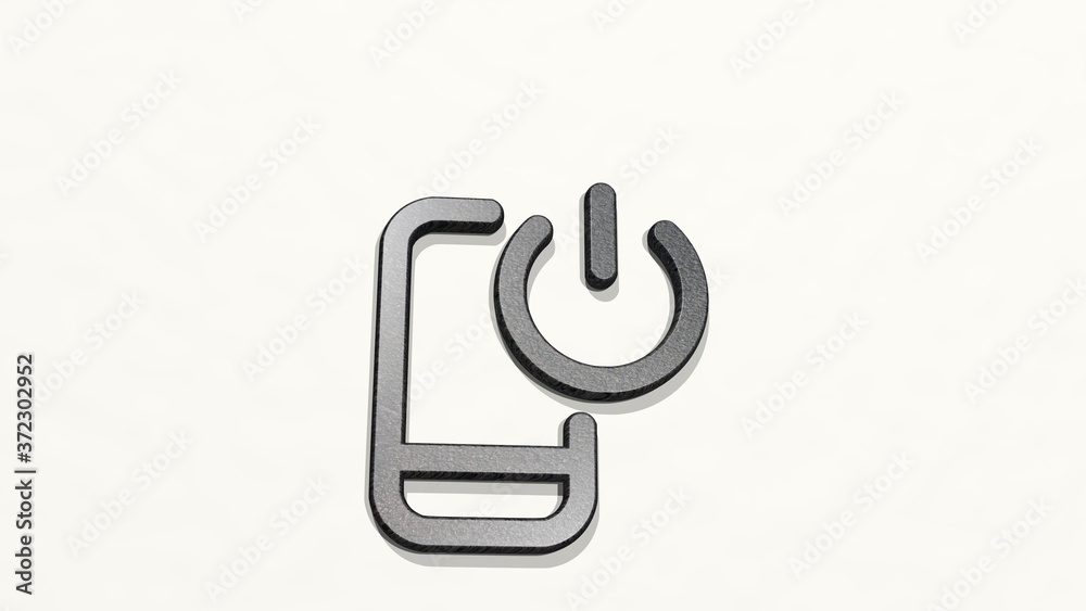 PHONE ACTION POWER SWITCH 3D icon on the wall, 3D illustration for mobile and business PHONE ACTION POWER SWITCH 3D icon on the wall, 3D illustration for mobile and business