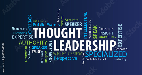 Thought Leadership Word Cloud on a Blue Background