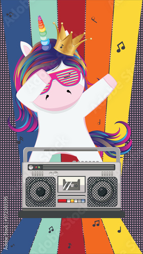 Unicorn with boombox