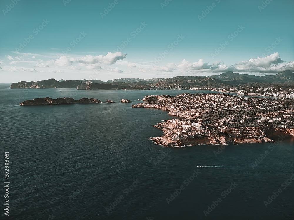 Aerial view Santa Ponsa coastal town of Mallorca. Spain