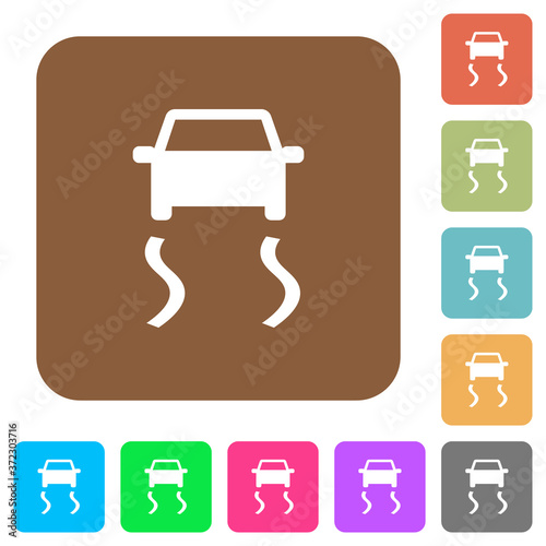 Slippery road dashboard indicator rounded square flat icons photo