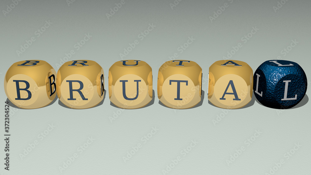 brutal text by cubic dice letters, 3D illustration for bearded and beard brutal text by cubic dice letters, 3D illustration for bearded and beard