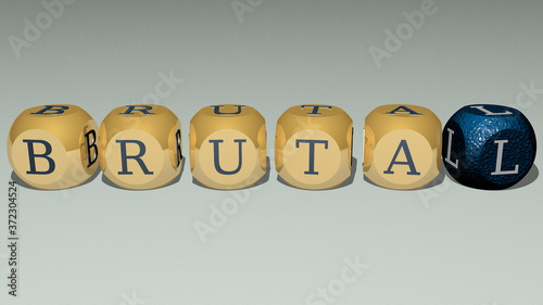 brutal text by cubic dice letters, 3D illustration for bearded and beard