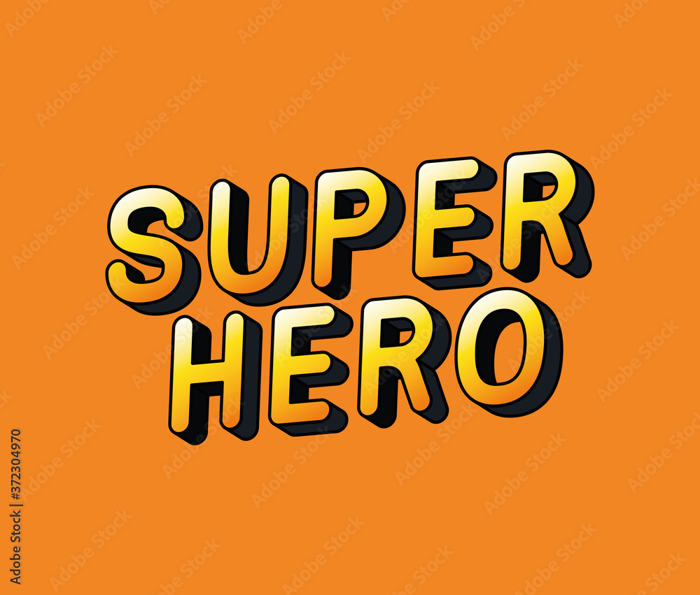 3d super hero lettering on orange background design, typography retro and comic theme Vector illustration 3d super hero lettering on orange background design, typography retro and comic theme Vector illustration
