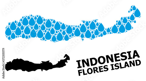 Wallpaper Mural Vector Collage Map of Indonesia - Flores Island of Water Dews and Solid Map Torontodigital.ca