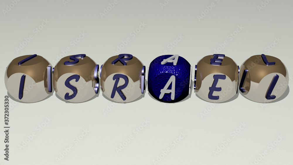 israel text by cubic dice letters, 3D illustration for city and editorial israel text by cubic dice letters, 3D illustration for city and editorial