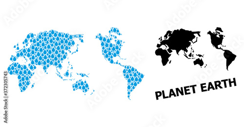 Vector Mosaic Map of Earth of Liquid Tears and Solid Map
