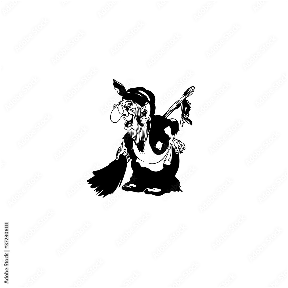 Witch evil silhouette head, halloween icon Witch evil silhouette head, halloween icon