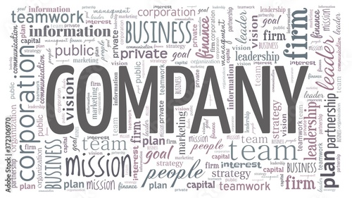 Company word cloud isolated on a white background.