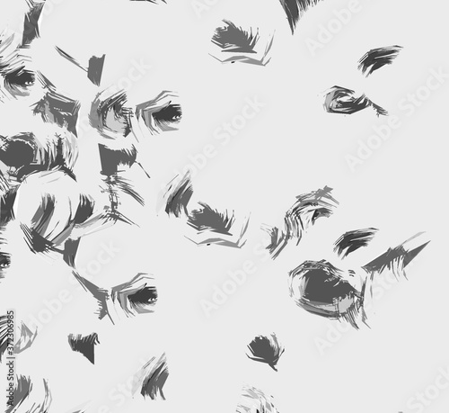 set of black and white abstract birds