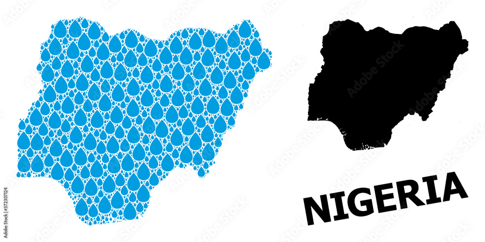 Vector Collage Map of Nigeria of Liquid Tears and Solid Map