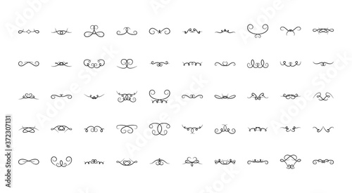 icon set of swirl dividers, silhouette style