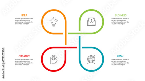 Abstract elements of graph, diagram with 4 steps, options, parts or processes. Template for infographic, presentation.