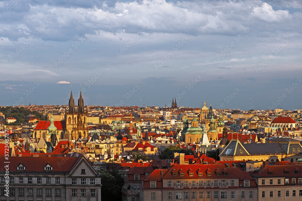 view of Old Town in Prague from Hanavelsky Pavilon, Prague, Czech Republic
