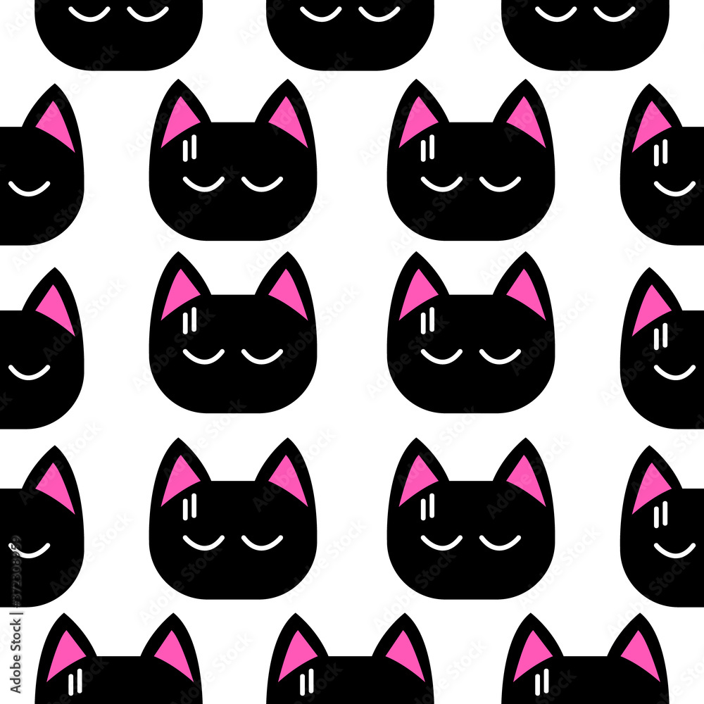 Seamless pattern cute black face cat on white background Seamless pattern cute black face cat on white background