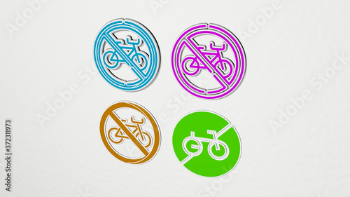 no bike colorful set of icons, 3D illustration