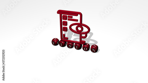 vision 3D icon over cubic letters, 3D illustration for concept and business photo