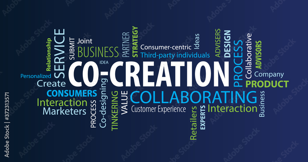 Co-Creation Word Cloud on a Blue Background Stock Illustration | Adobe ...