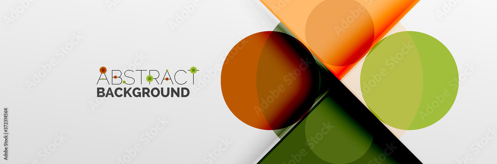 Bright color circles, abstract round shapes and triangles composition with shadow effects. Vector modern geometric design template Bright color circles, abstract round shapes and triangles composition with shadow effects. Vector modern geometric design template