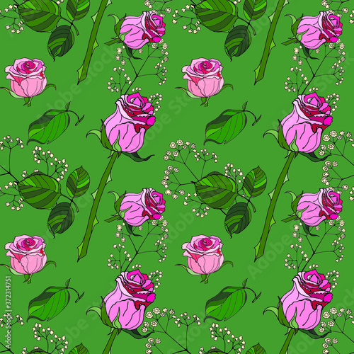 Wallpaper Mural seamless pattern with roses Torontodigital.ca