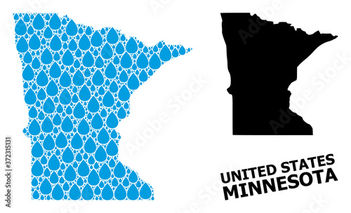 Vector Collage Map of Minnesota State of Water Tears and Solid Map