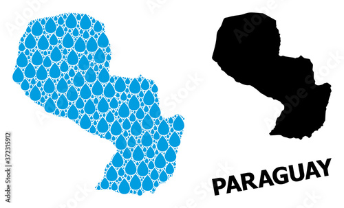 Vector Mosaic Map of Paraguay of Liquid Tears and Solid Map