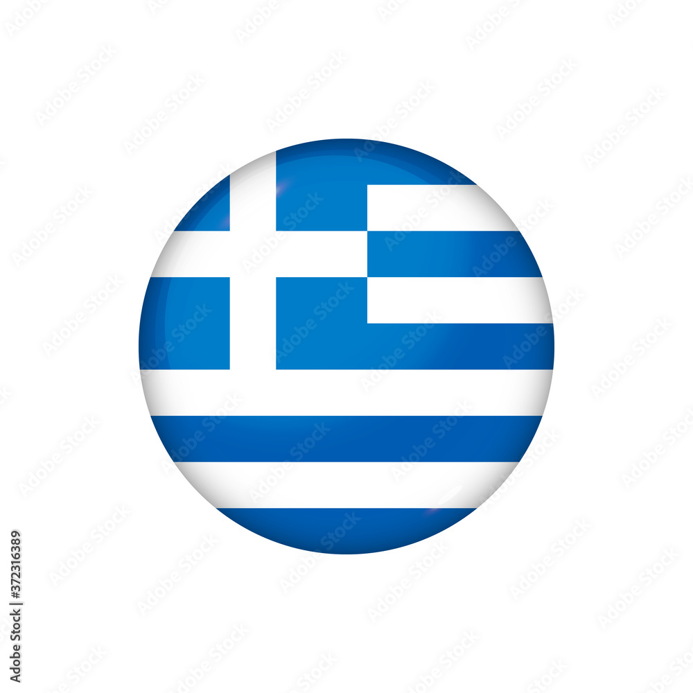 Round flag of Greece. Vector illustration. Button, icon, glossy badge Round flag of Greece. Vector illustration. Button, icon, glossy badge